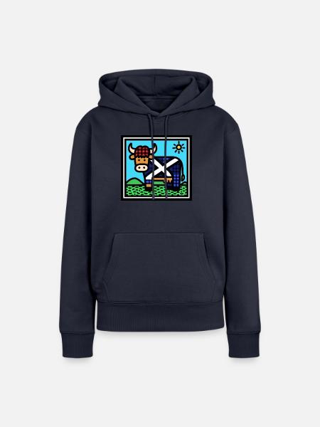 Schottische Hochlandkuh - Pop Art - Frauen Premium Bio Hoodie - Navy