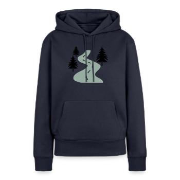 Straße Bäume Weg - Frauen Premium Bio Hoodie - Navy - Vorne - Julia (174cm)