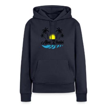 Abou Dhabi - Sweat à capuche Premium bio Femme - bleu marine - Devant - Julia (174cm)