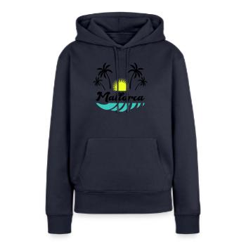 Majorque - Sweat à capuche Premium bio Femme - bleu marine - Devant - Julia (174cm)