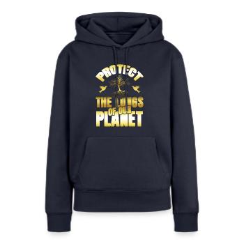 naturschutz umweltschutz - Frauen Premium Bio Hoodie - Navy - Vorne - Julia (174cm)