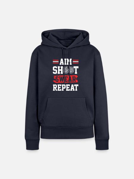 dart shoot swear repeat - Frauen Premium Bio Hoodie - Navy