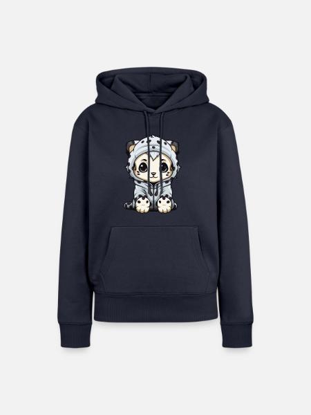 Schneeleopard Winter leopard Tier - Frauen Premium Bio Hoodie - Navy