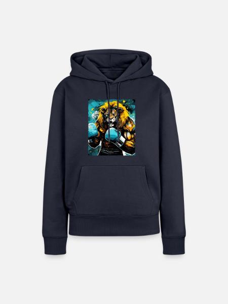 Löwe Boxer Kämpfer - Frauen Premium Bio Hoodie - Navy