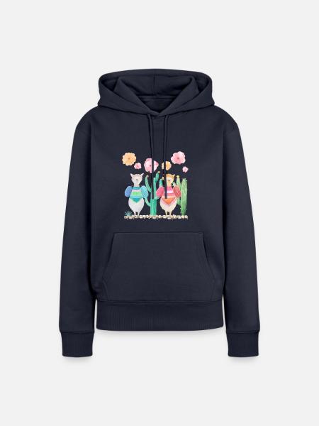 Lama Walk - Frauen Premium Bio Hoodie - Navy