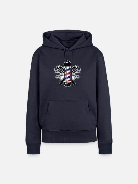 Retro Barber Shop Bart Geschenk - Frauen Premium Bio Hoodie - Navy