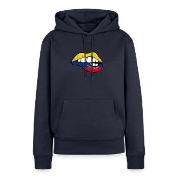 Colombie Football Cadeau Colombie Fan Sexy - Sweat à capuche Premium bio Femme - bleu marine - Devant - Julia (174cm)