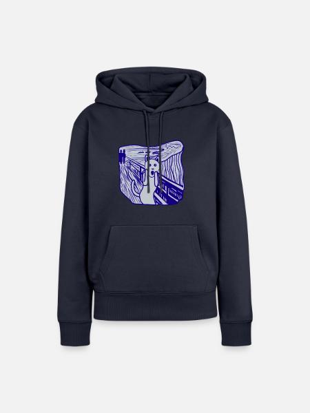 Katze schreit - Frauen Premium Bio Hoodie - Navy