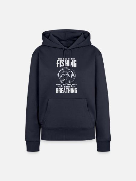 Fischen Atmung cooles Geschenk - Frauen Premium Bio Hoodie - Navy
