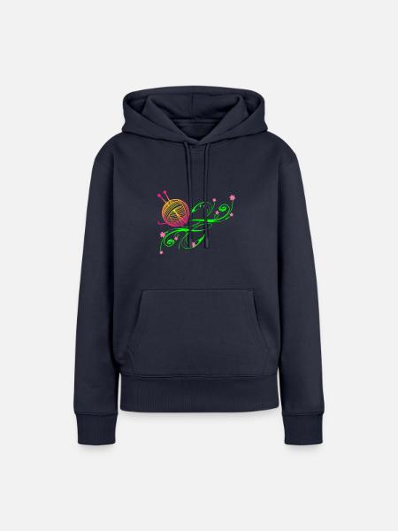Stricken, Stricknadeln, Wolle Handarbeit - Frauen Premium Bio Hoodie - Navy