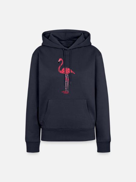 Pinker Flamingo - Frauen Premium Bio Hoodie - Navy