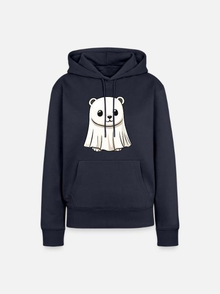 Eisbär Halloween Comic Geist - Frauen Premium Bio Hoodie - Navy