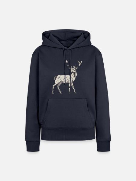 Hirsch 2D grau - Frauen Premium Bio Hoodie - Navy