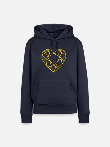 goldenes Herz - Frauen Premium Bio Hoodie - Navy