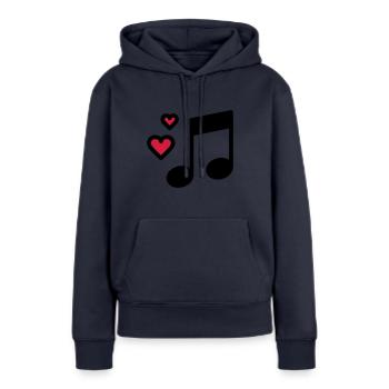 Note de musique romantique - Sweat à capuche Premium bio Femme - bleu marine - Devant - Julia (174cm)