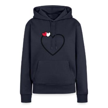 2 Herzen Herz Rahmen - Frauen Premium Bio Hoodie - Navy - Vorne - Julia (174cm)