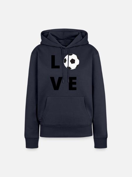 LIEBE FUßBALL - Frauen Premium Bio Hoodie - Navy