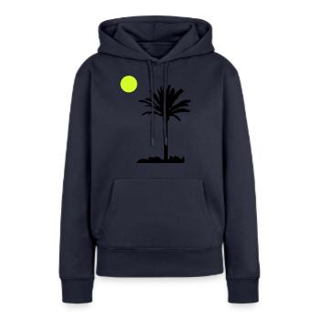 palmier - Sweat à capuche Premium bio Femme - bleu marine - Devant - Julia (174cm)