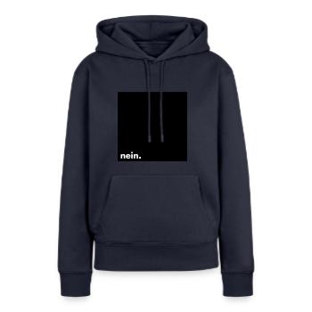 Non. - Sweat à capuche Premium bio Femme - bleu marine - Devant - Julia (174cm)