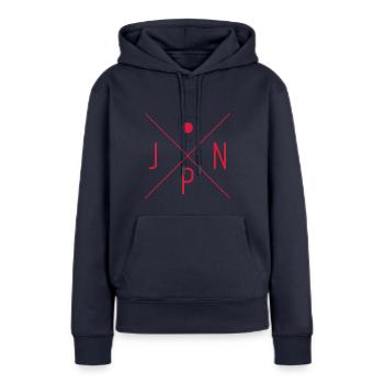 Motif Japon - Sweat à capuche Premium bio Femme - bleu marine - Devant - Julia (174cm)