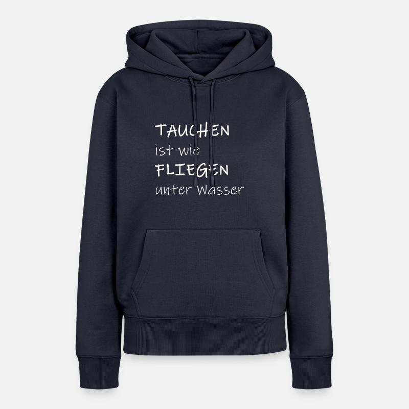 plongée mouche eau de mer - Sweat à capuche Premium bio Femme - bleu marine