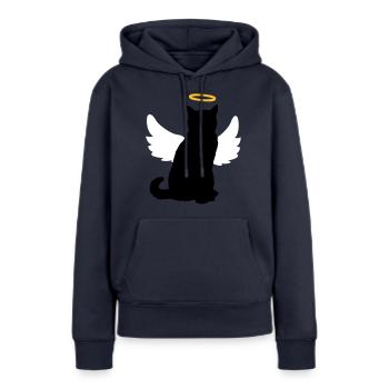 Chat d'ange avec des ailes et un halo! - Sweat à capuche Premium bio Femme - bleu marine - Devant - Julia (174cm)