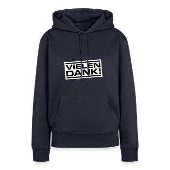 Vielen Dank Danke - Frauen Premium Bio Hoodie - Navy - Vorne - Julia (174cm)
