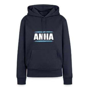 Anna - Sweat à capuche Premium bio Femme - bleu marine - Devant - Julia (174cm)