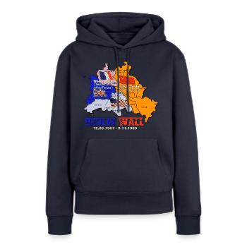 Mur de Berlin - Sweat à capuche Premium bio Femme - bleu marine - Devant - Julia (174cm)