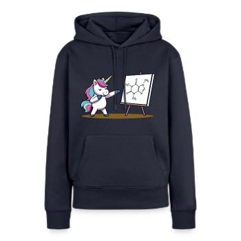 Koffein - Frauen Premium Bio Hoodie - Navy - Vorne - Julia (174cm)