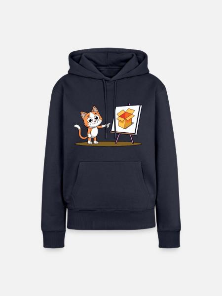 Katze und Karton - Frauen Premium Bio Hoodie - Navy
