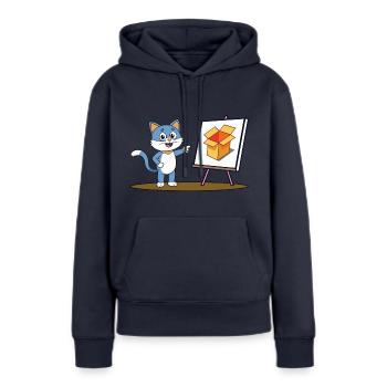 Katze und Karton - Frauen Premium Bio Hoodie - Navy - Vorne - Julia (174cm)