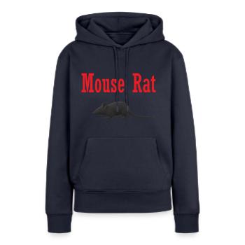 Logo de bande de rat de souris - nouveauté de parcs et de loisirs - Sweat à capuche Premium bio Femme - bleu marine - Devant - Julia (174cm)
