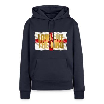 Couronnement du roi britannique Charles Angleterre Drapeau - Sweat à capuche Premium bio Femme - bleu marine - Devant - Julia (174cm)