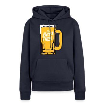 Conception de la bière - Sweat à capuche Premium bio Femme - bleu marine - Devant - Julia (174cm)