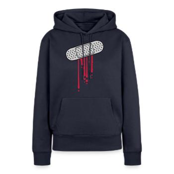 Patch de gouttes de sang - Sweat à capuche Premium bio Femme - bleu marine - Devant - Julia (174cm)