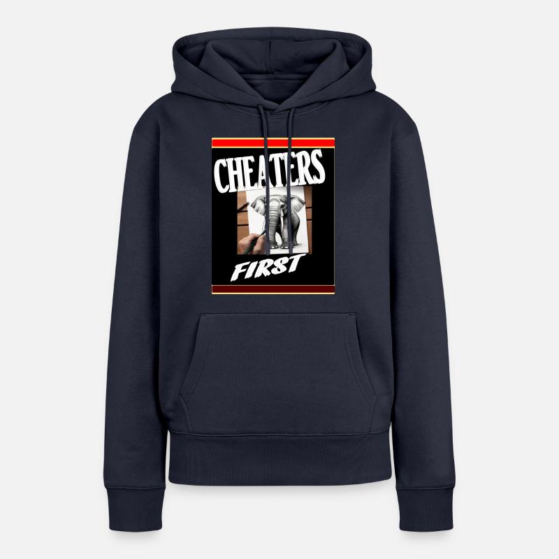Cheaters first. - Sweat à capuche Premium bio Femme - bleu marine