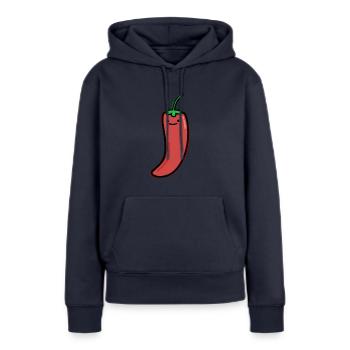 Chili-Pfeffer - Frauen Premium Bio Hoodie - Navy - Vorne - Julia (174cm)