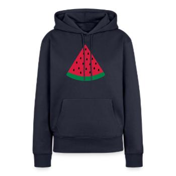 water melon melon d'eau - Sweat à capuche Premium bio Femme - bleu marine - Devant - Julia (174cm)
