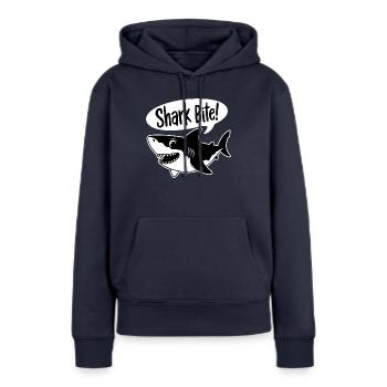 Hai-Biss! - Lustiger Hai - Frauen Premium Bio Hoodie - Navy - Vorne - Julia (174cm)