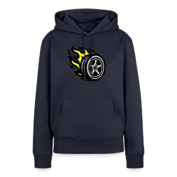 Reifen Flamme - Frauen Premium Bio Hoodie - Navy - Vorne - Julia (174cm)