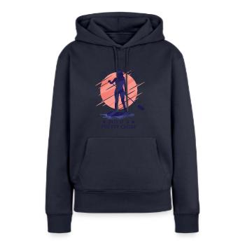 Pagayer debout - Sweat à capuche Premium bio Femme - bleu marine - Devant - Julia (174cm)