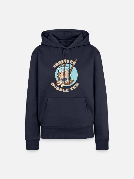 Sorgloser Bubble Tea - Frauen Premium Bio Hoodie - Navy