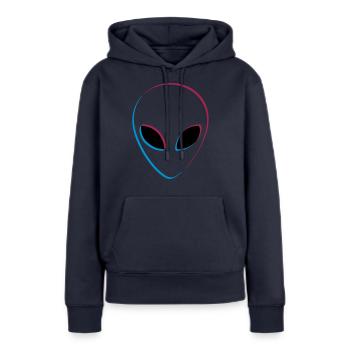 Effet 3D extraterrestre - Sweat à capuche Premium bio Femme - bleu marine - Devant - Julia (174cm)