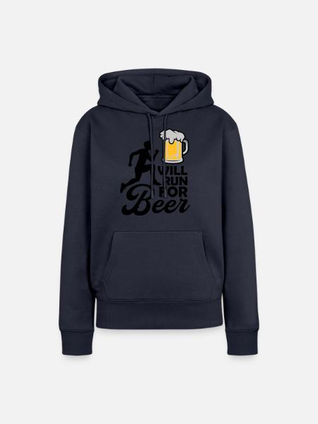 Will run Beer - Frauen Premium Bio Hoodie - Navy