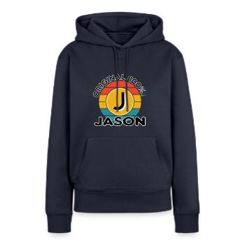 Jason - Frauen Premium Bio Hoodie - Navy - Vorne - Julia (174cm)