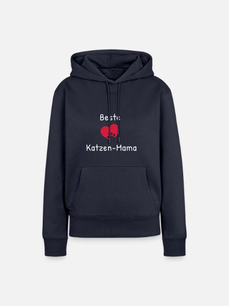 Beste Katzenmama Herz Liebe Katzen Pfote Geschenk - Frauen Premium Bio Hoodie - Navy