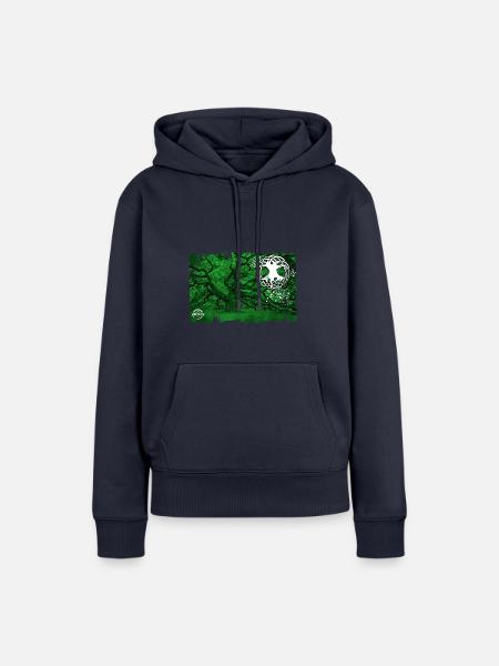 eiche mit lebensbaum grün - Frauen Premium Bio Hoodie - Navy