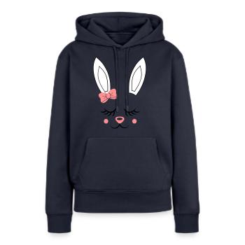 Visage de lapin cadeau de Pâques lapin mignon lapin lapin - Sweat à capuche Premium bio Femme - bleu marine - Devant - Julia (174cm)