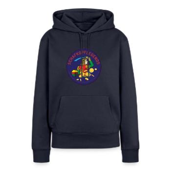 Schafkopf logo - Frauen Premium Bio Hoodie - Navy - Vorne - Julia (174cm)